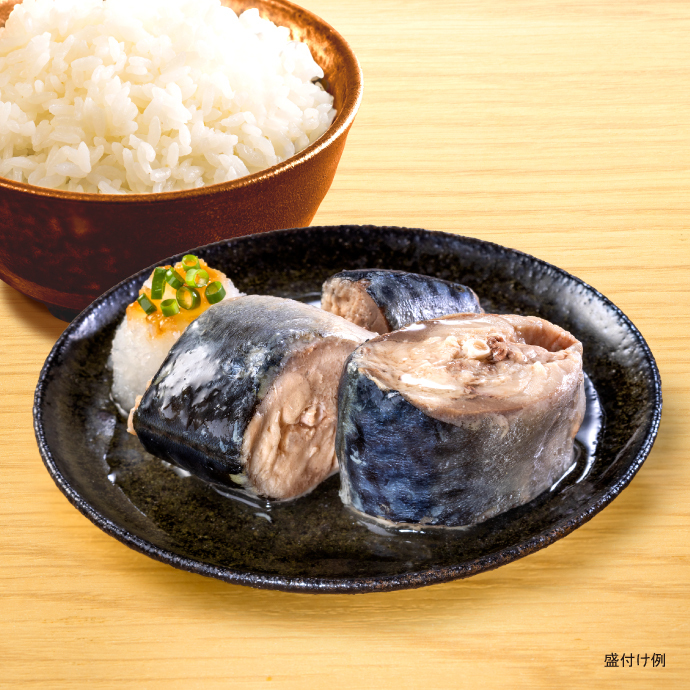 缶詰、ごはんがうまい！日本のさば水煮の盛付け例画像